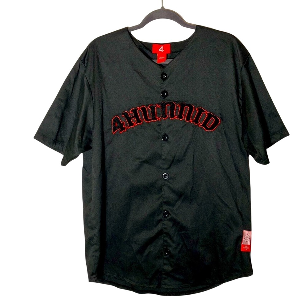 4 HUNNID By YG Button Down Black 2019 Baseball Jersey Mens Size Large hot topic‎